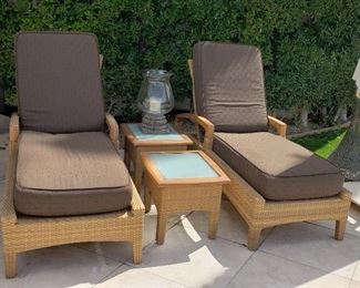Pair of Chaise Lounges and one Side Table by Gloster