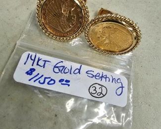 Pair of 14K Gold Quarter Eagle 2 1/2 Dollar Coins Made Into Cufflinks 
***Due to the fluctuation in spot price of precious metals, prices are subject to change and values shown are an example of final selling price. Coins will be reassessed for value in accordance to the morning March 24th spot price