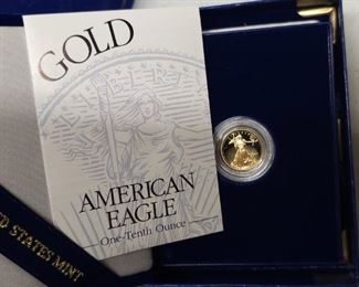 1/10 Eagle Gold Coin in Box w/ COA 