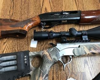 Thompson Center Encore 50 Cal with Leopold Vari-x 3.5 x 10 x 50 Scope - Clean
Remington 1100 Trap 12 Gauge - Clean 
Remington 742 Carbine 30-06 with Leopold Vari-x 2 x 7 Scope - Clean
Remington 740 30-06 Weaver K4 - clean 