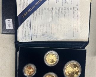 4 Coin Gold Proof Set 1998 1.85 Oz of Gold in box w/ COA 