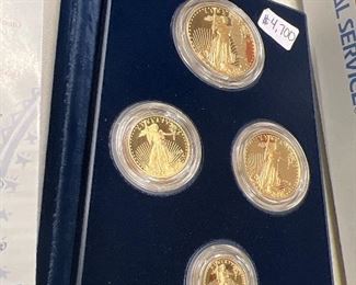 4 Coin Gold Proof Set 1998 1.85 Oz of Gold in box w/ COA 