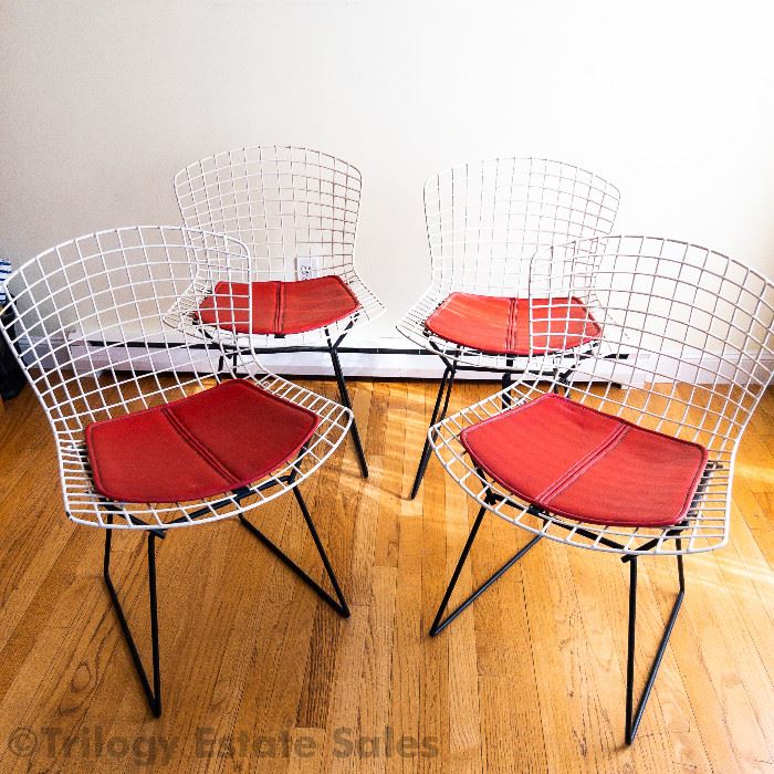 Four Vintage Knoll Bertoia Wire Mesh Outdoor Or Side Chair