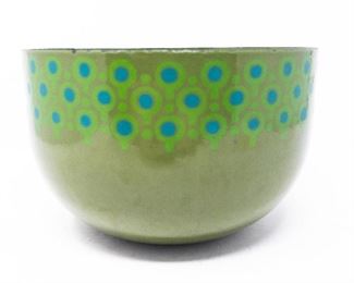 Merrill Ames Vefa Lollipop Enamelware Bowls Germany Green Blue MCM Vintage Salad