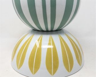 Cathrine Holm Mustartrs Lotus Bowl & Seafoam Striped Bowl