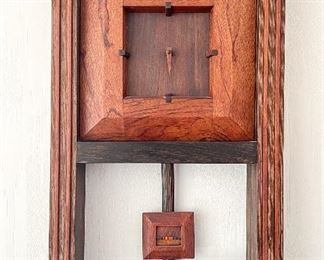 Quarter Sawn Oak Arts & Crafts Robert McKeown Pendulum Wall Clock AS IS