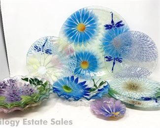 Sydenstricker Cape Cod Fused Glass Flowered Plates