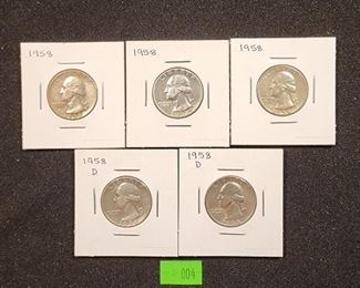 LOT 004 5 1958 WASHINGTON QUARTERS