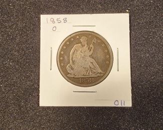 LOT 011 1858-O SEATED LIBERTY HALF DOLLAR