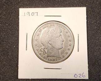 LOT 26 1907 BARBER HALF