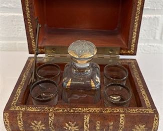 Decanter And Glasses Vintage French Tantalus Book Bar Set