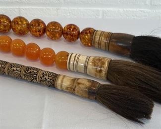 3 Vintage Chinese Horse Hair Calligraphy