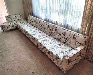 01 Birds of Paradise 4 Piece MCM Sectional Sofa