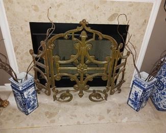 Solid brass fireplace screen