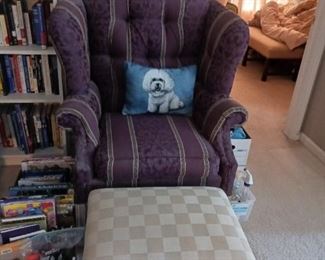 Purple wingback upholstered chair