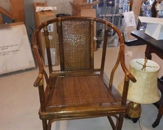 Antique bent arm Rattan chair