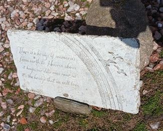 Cement garden plaque about love