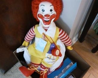 Ronald McDonald plush doll with rubber face hands and feet