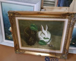 Rabbit oil painting