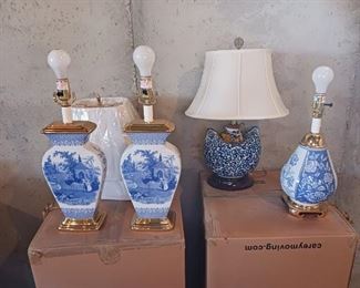 Blue transferwear table lamps