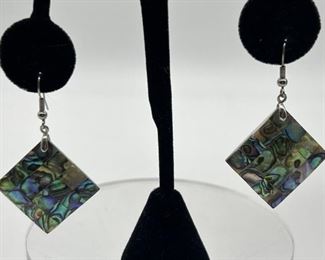 925 Silver & Abalone Earrings, Total Weight 12g