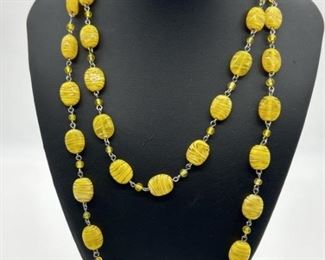 Vtg. Single Strand Venetian Art Glass Beaded 48in