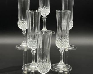 (6) Longchamp Cristal d' Arques Champagne Flutes