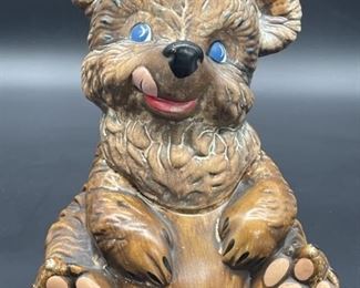 Seated, Blue Eyed Bear Cookie Jar, 12in