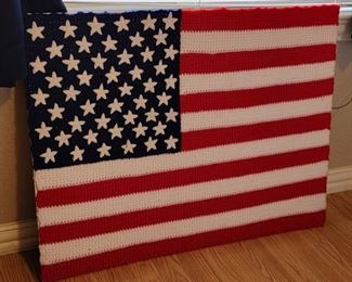 Hand crochet American Flag wall hanging