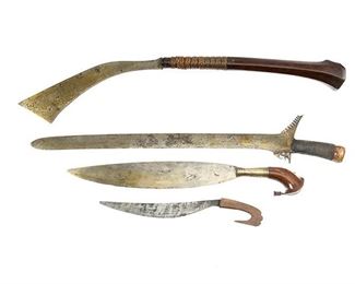 Collection of 4 Southeast Asian Bladed Weapons