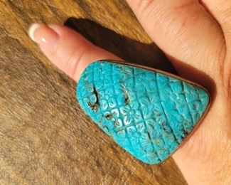 Ladies Sterling Silver/Gold plated turquoise ring