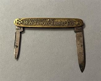 Vintage D. Peres Advertising Pocket
Knife “”W H Sawyer Lumber Co” Worcester, Mass. Made in Germany 