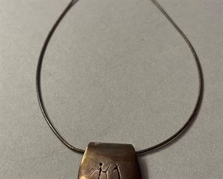 Modernist Sterling Silver Pendant and Necklace 