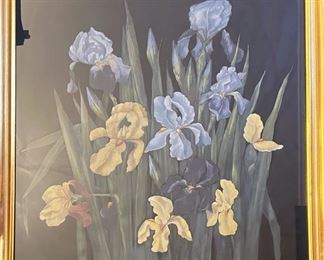 Vintage Pastel Iris Painting 