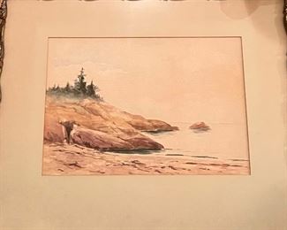 Antique Seascape Watercolor 