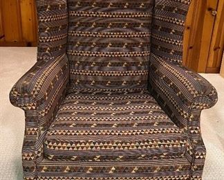 Southwestern Style Upholstered Wing Chair 