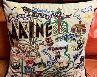 Fabulous “Maine” Embroidered Pillow 