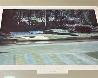 Signed and Numbered Lithograph 12th green Augusta National Golf Club USA by Simon Stallwood
