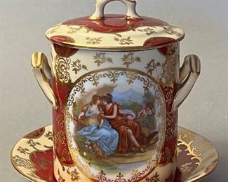 Antique “Victoria Austria” Condensed Milk Container with Underplate