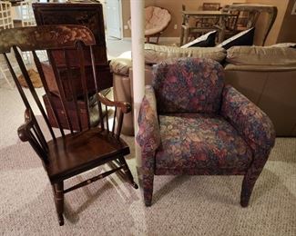 Rocking chair, upholstered side chair