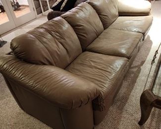 Bridlington and Young double reclining leather sofa