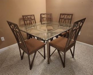 Everbear wrought iron and glass top dining table
