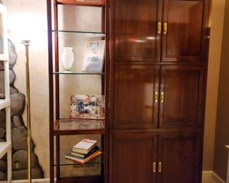 Entertainment cabinet, open glass shelves