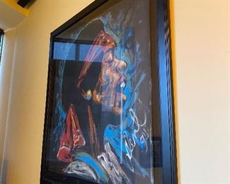 Original Jimi Hendrix painting by Denny Dent, framed 66“ x 66“