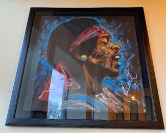 Original Jimi Hendrix painting by Denny Dent, framed 66“ x 66“