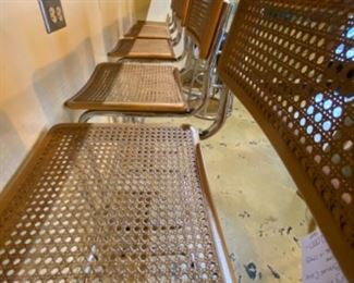 Mid century modern set a five Marcel Breuer cane cantilever chrome cesca barstools made in Italy