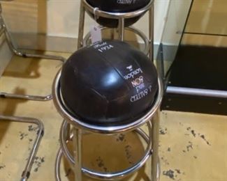 ‘The Wembley’ the cup-tie match ball 1924. J. Salter and son London established in 1884. Yes they are stools, yes you can sit on them, no they are not very comfortable.  More of a decoration/statement piece…