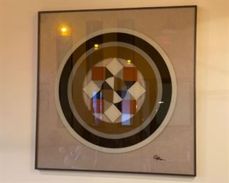 Vintage 1970s Greg Copeland Gallery signed art on glass