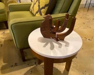 Mid century danish bird candle holder. Crate and Barrel ‘’Pastis’’ end table