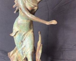 Patinated Bronze Sculpture Of Young Lady Dancing